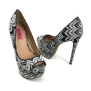 Betsey Johnson Barrdot Peep-toe Platform High Heel